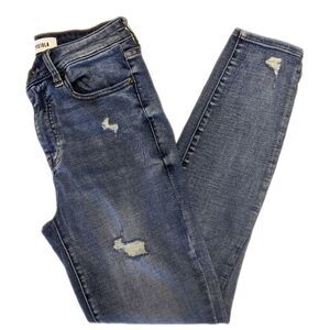 Pistola (Stitch Fix) medium blue wash distressed slim tapered jeans, 27